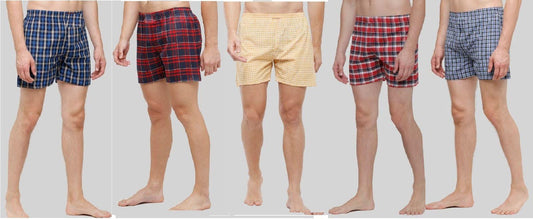 Fidato Men's Checkred Boxer/Short-Pack of 5 FDMUBOXERPO5