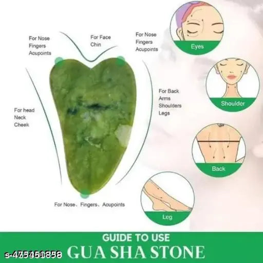 Face Jade Stone Roller Massager with Gua Sha Jade Stone | Hair Scalp Massager Shampoo Brush | Jade Stone Roller + Gua Sha + Shampoo Scalp Brush